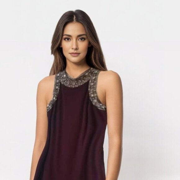 SLNY Cocktail Dress Embellished Beaded Black Size 14 NWT - Picture 3 of 7